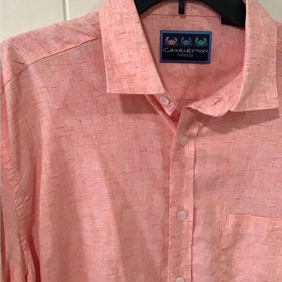 Men’s Shirt, Charleston Threads Mens Shirts, Size Large, Peach Color - Picture 2 of 6